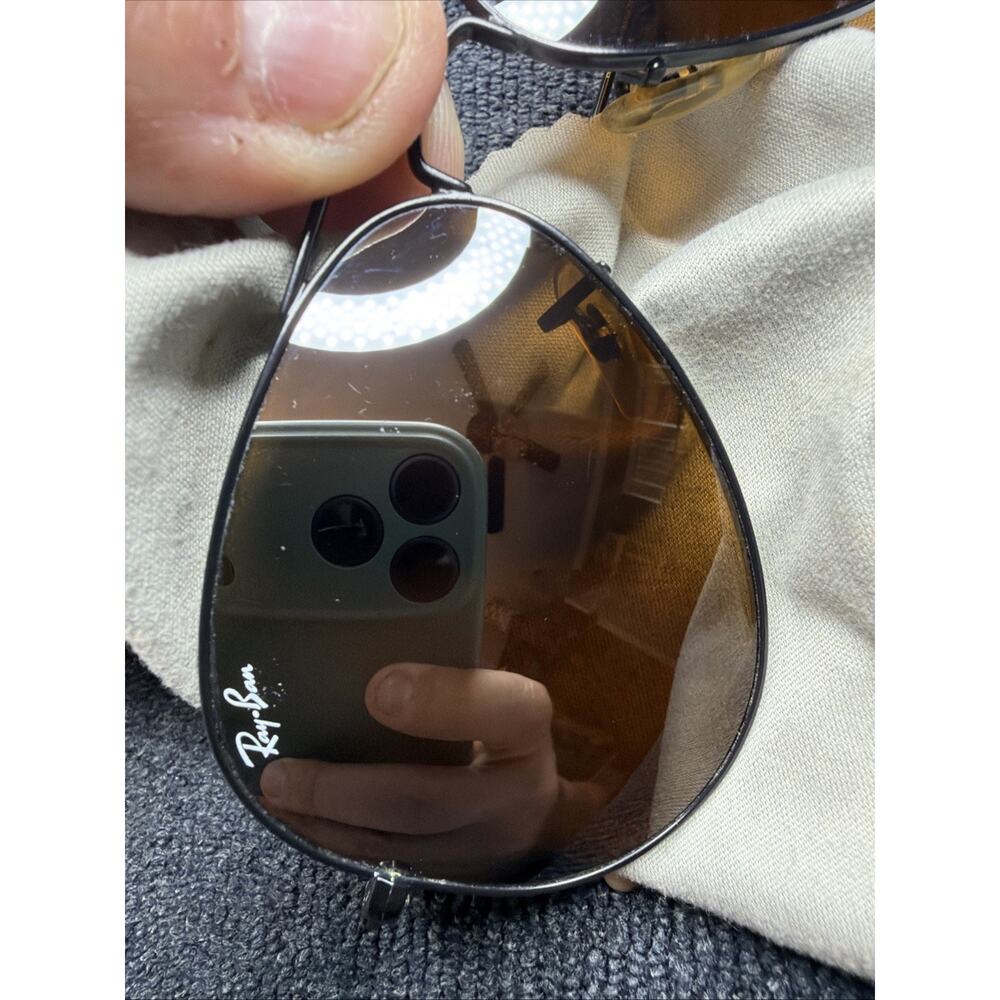 Ray-Ban RB3025 Aviator Sunglasses Mens Womens Matte Black Brown Gradient 55mm - Picture 3 of 16